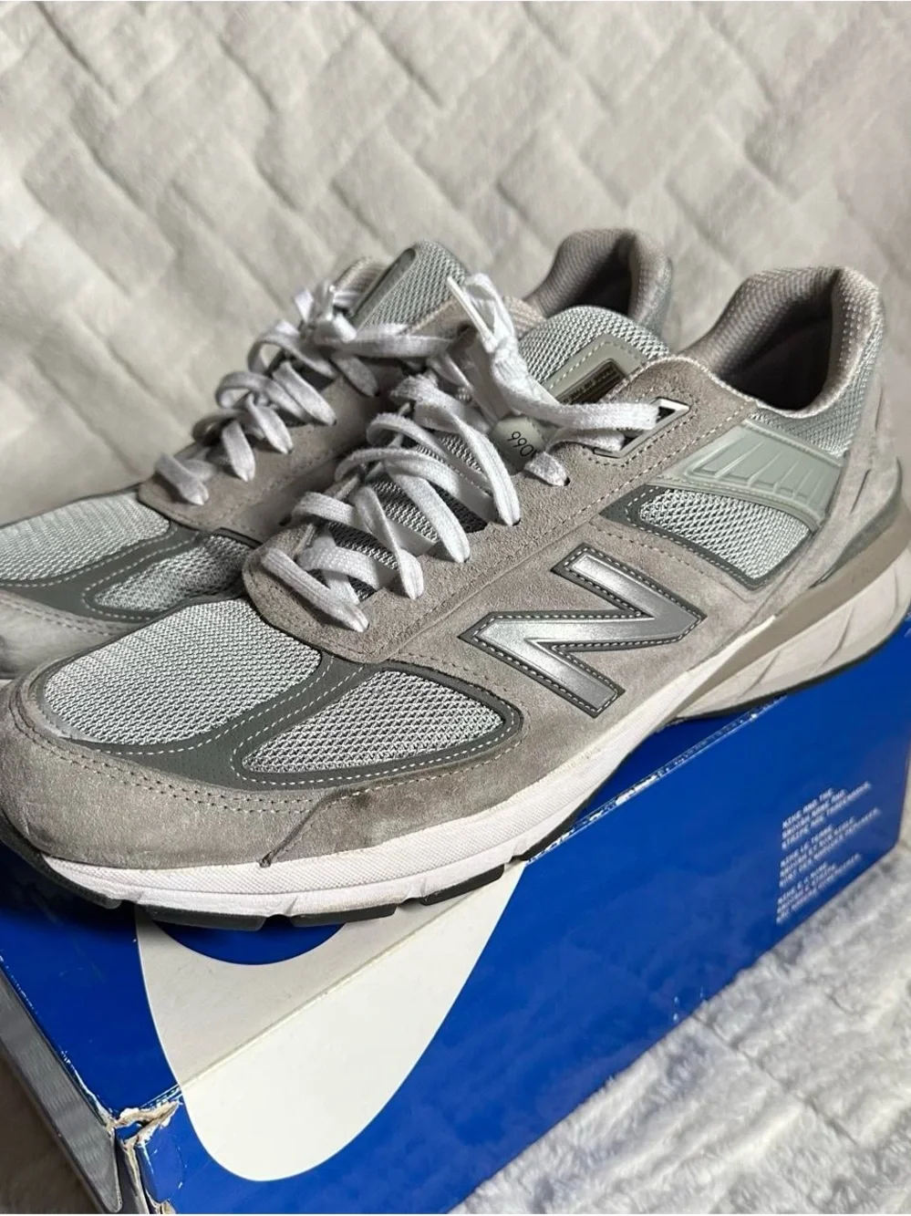 New Balance Men's 990v4 Gray Mesh Suede Running Shoes size 14